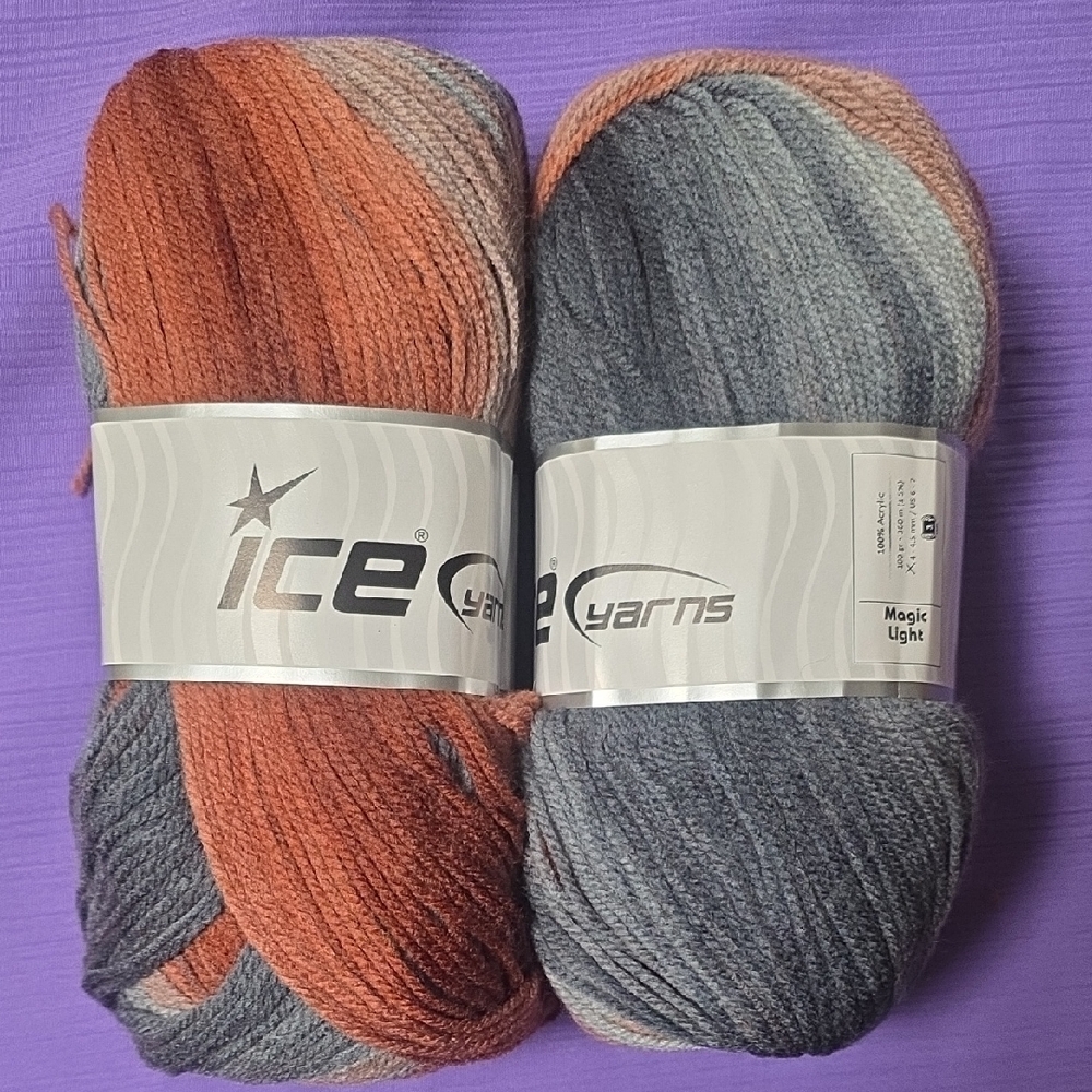 Ice Yarns in Rust and Slate